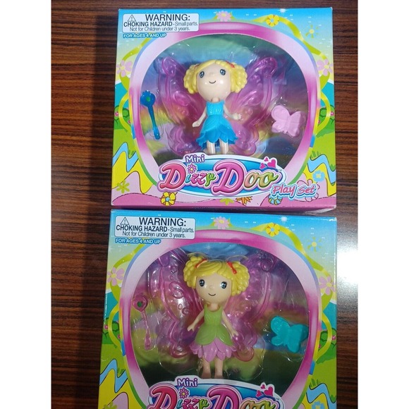 RARE Mini Dizzy Doo Blonde Girl Doll Lot Of 2 Wings Pigtails Butterfly Wand - Picture 9 of 13